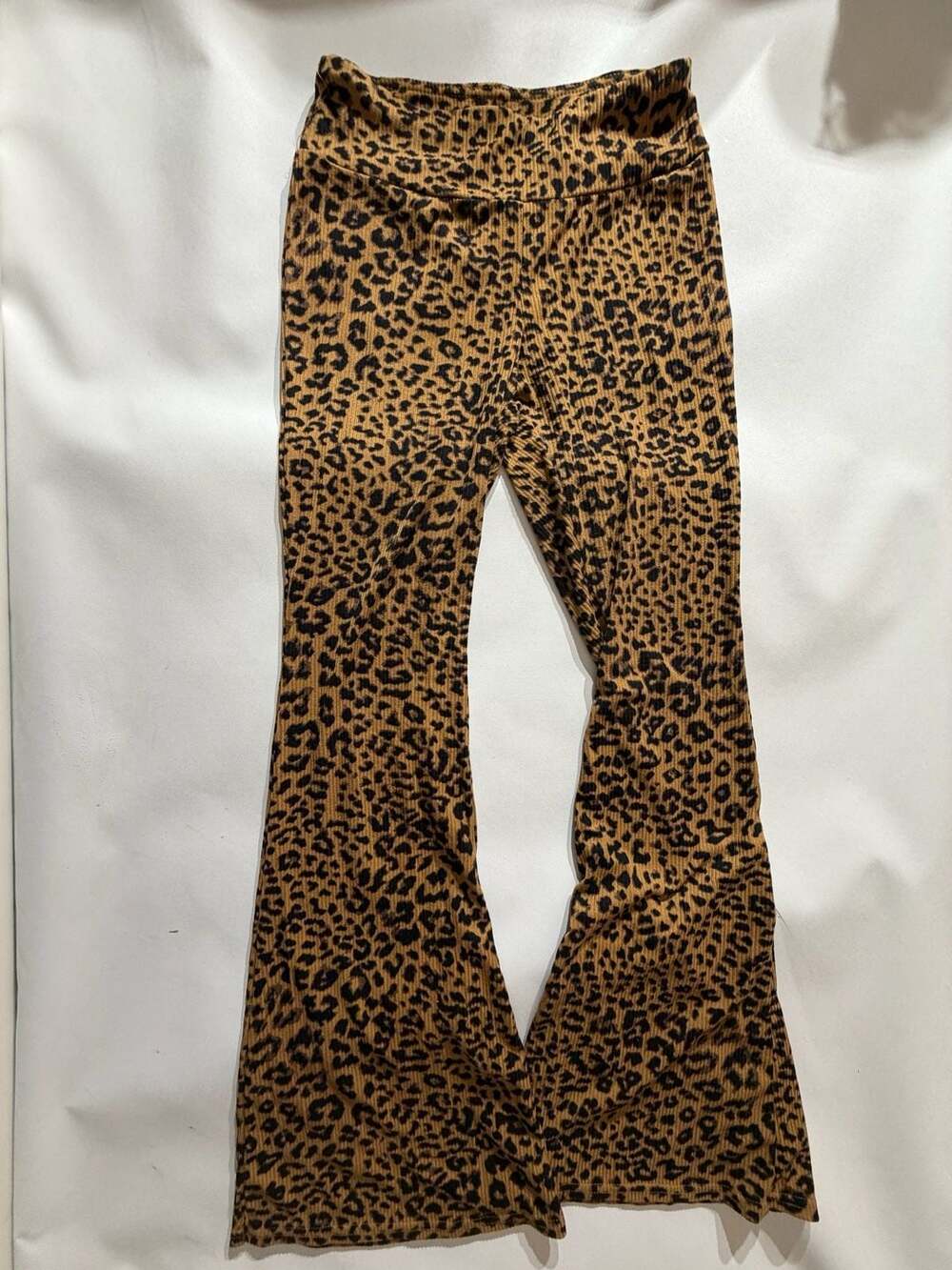 No Boundaries Leopard Print Ribbed Flare Pants Womens Small